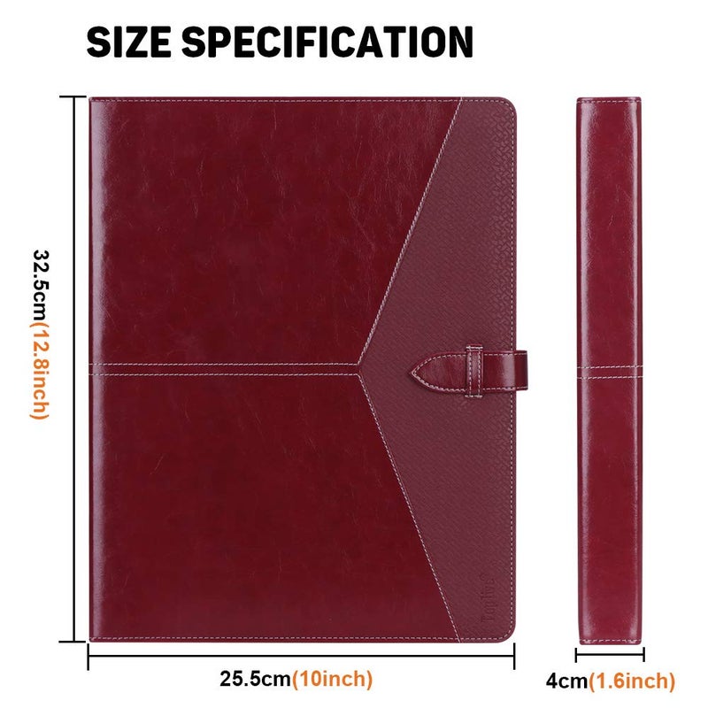 Toplive Padfolio 3 Ring Binder Organizer Business Portfolio Folder for Women, A4/ Letter Size PU Leather Portfolio Padfolio for Interview Conference Presentation, Wine Red - Image 3